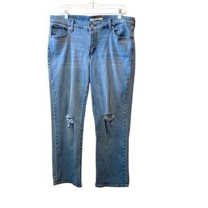 Levi’s Medium -Light Wash Boyfriend Distressed Blue Jeans Straight Leg Size 16 W